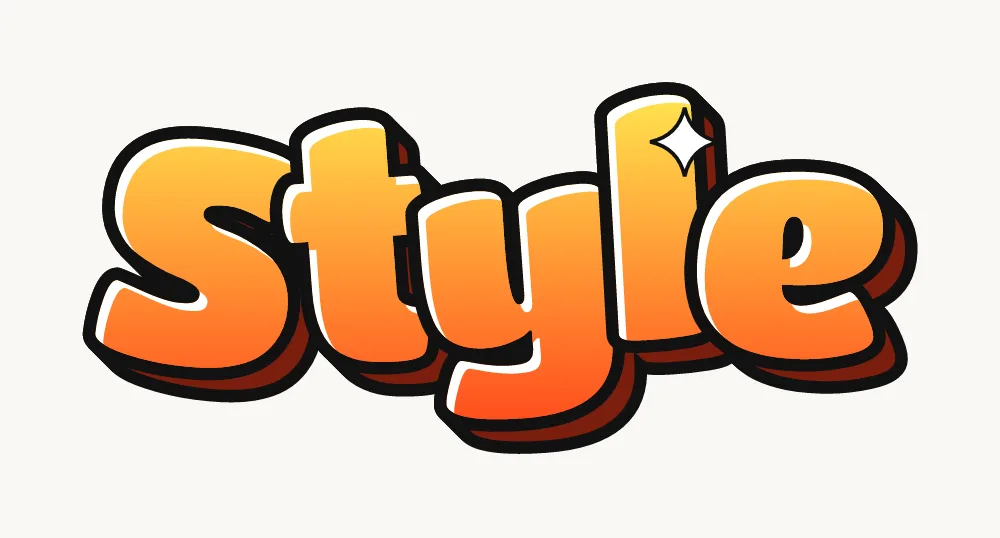 Step 6: white highlights and a shine star on the outlined bubble letters