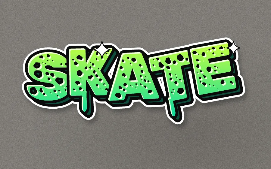 "SKATE" in wild graffiti style