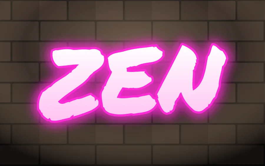 "ZEN" in neon graffiti style