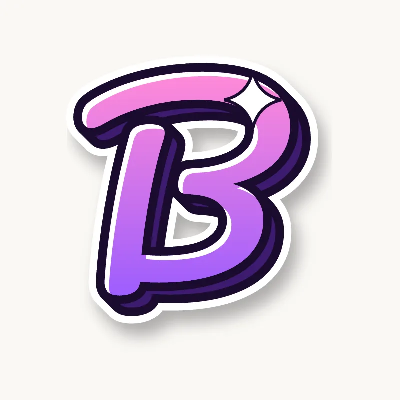 Cursive bubble letter b in round joined script