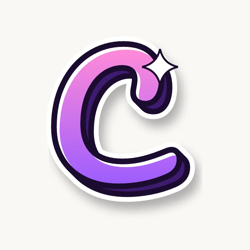 Cursive bubble letter c in round joined script