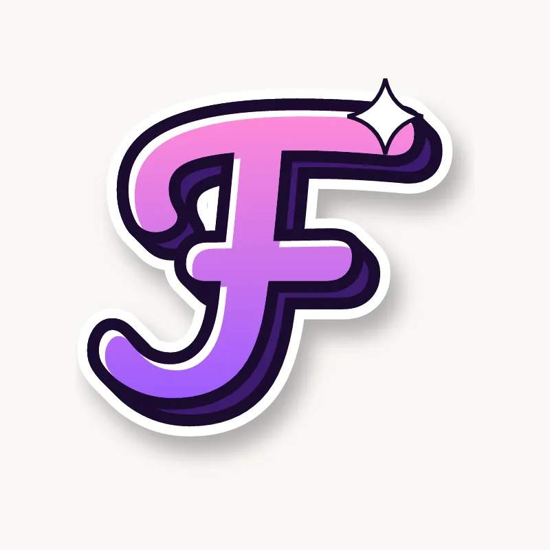 Cursive bubble letter f in round joined script