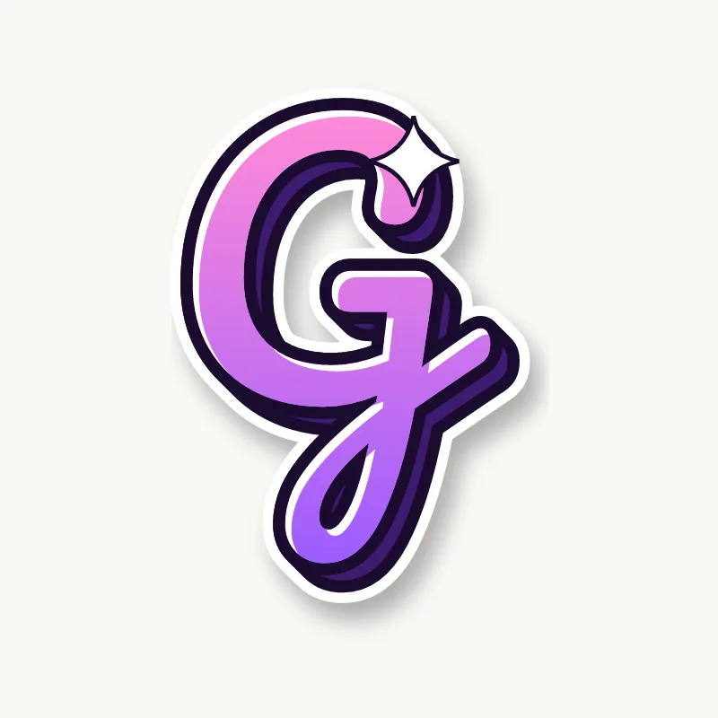 Cursive bubble letter g in round joined script