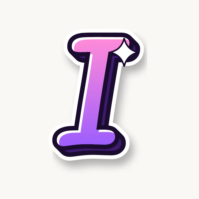 Cursive bubble letter i in round joined script