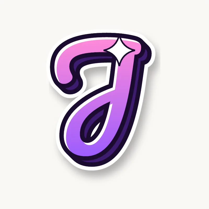Cursive bubble letter j in round joined script