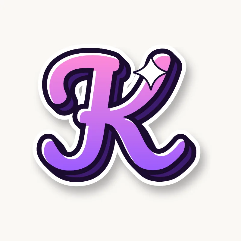 Cursive bubble letter k in round joined script