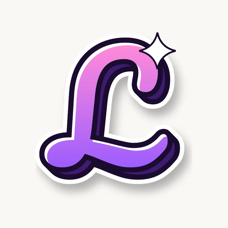 Cursive bubble letter l in round joined script