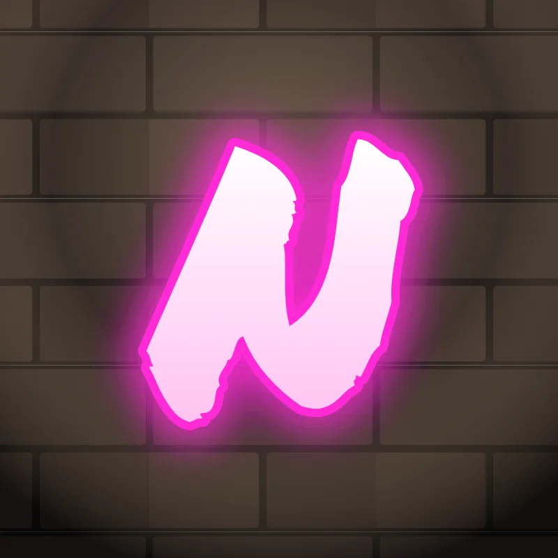Neon graffiti letter N, a Pro style