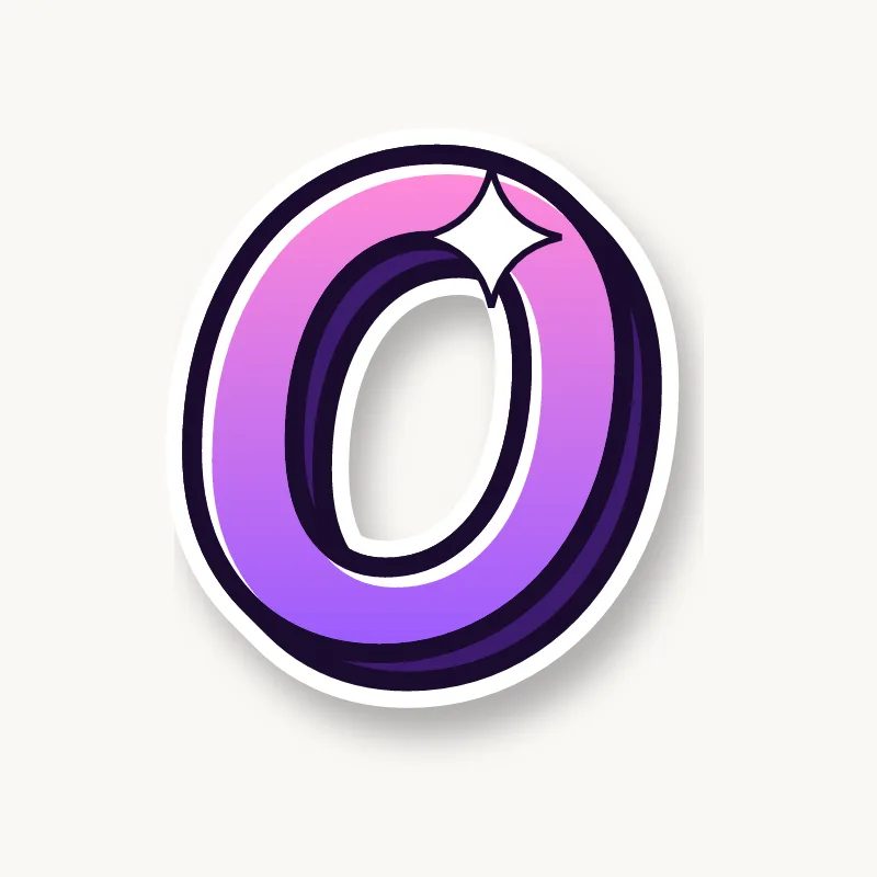 Cursive bubble letter o in round joined script