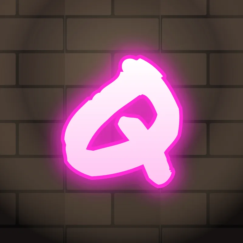 Neon graffiti letter Q