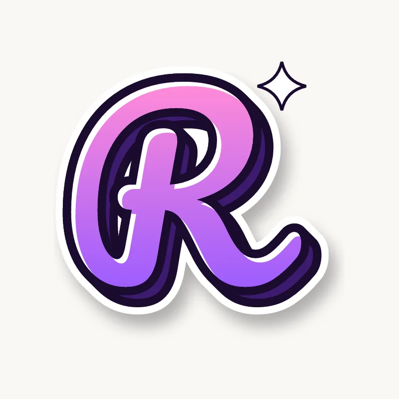 Cursive bubble letter r in round joined script