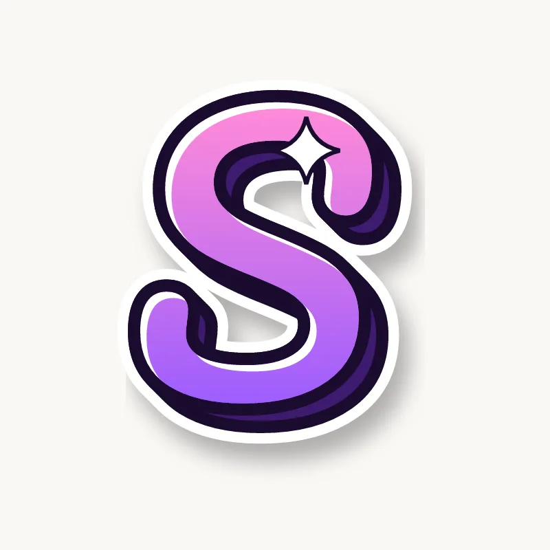 Cursive bubble letter s in round joined script
