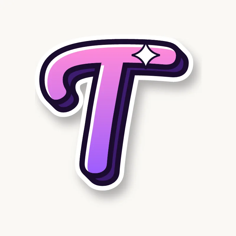 Cursive bubble letter t in round joined script
