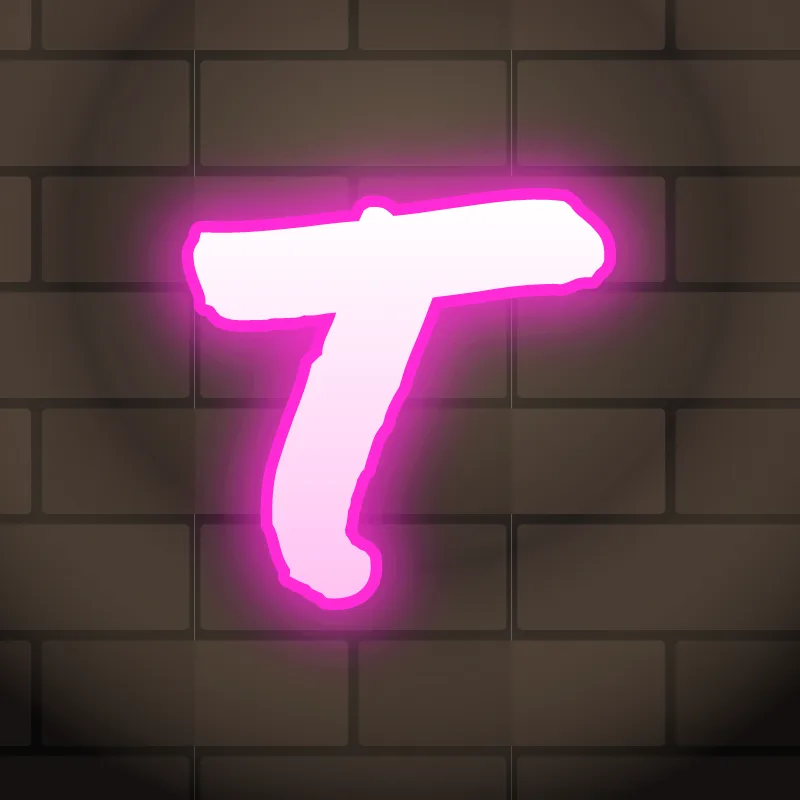 Neon graffiti letter T