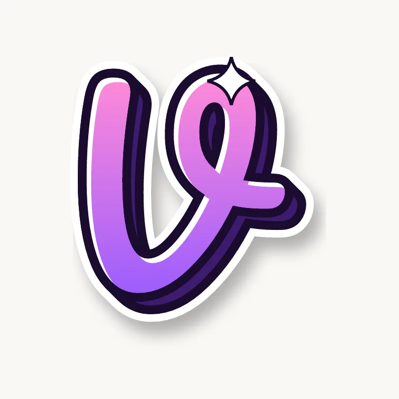 Cursive bubble letter v in round joined script