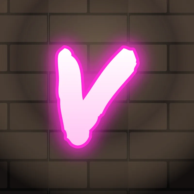 Neon graffiti letter V