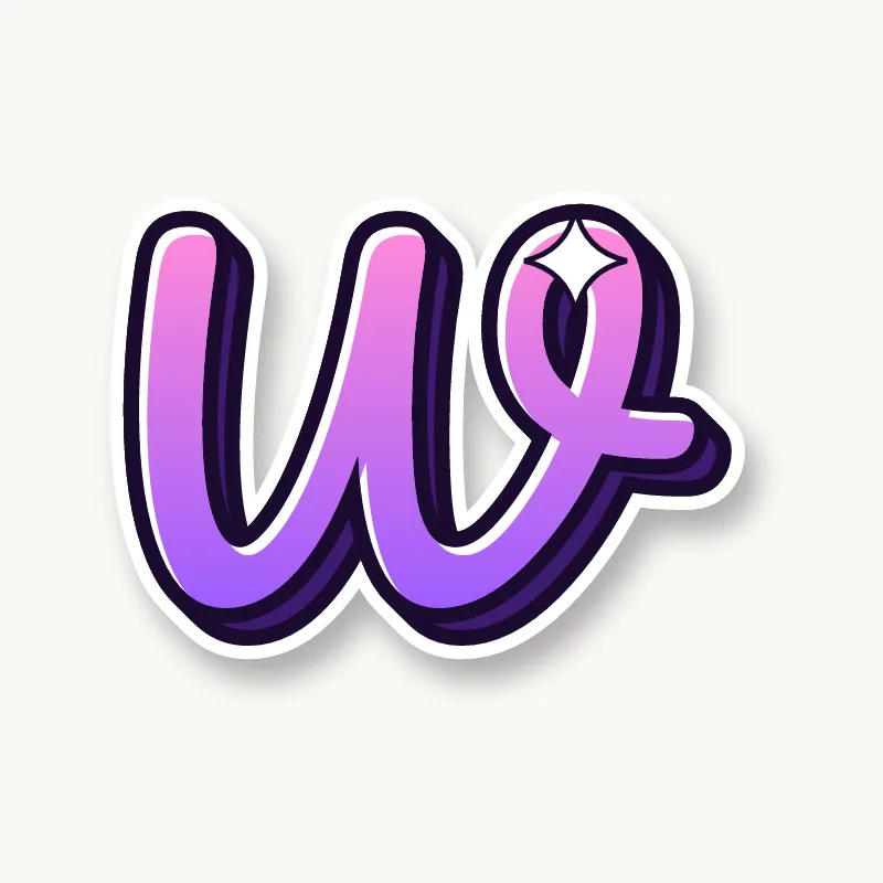 Cursive bubble letter w in round joined script