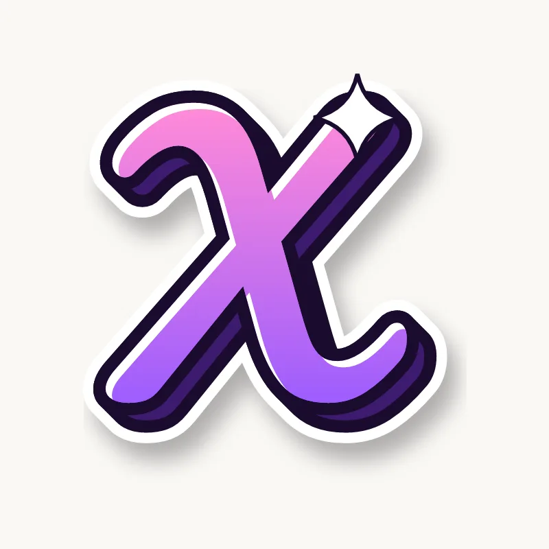 Cursive bubble letter x in round joined script