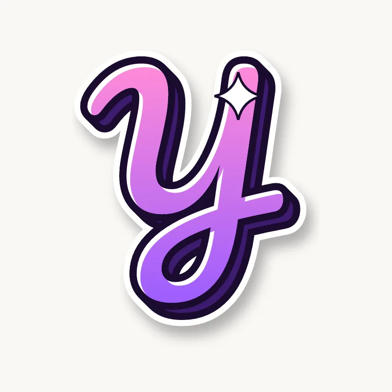 Cursive bubble letter y in round joined script