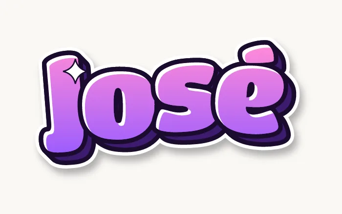Nombre José en letras graffiti burbuja rosas y moradas, con el acento de la é bien visible