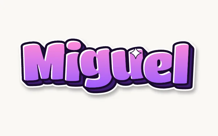 O nome Miguel em letras de grafite estilo bolha