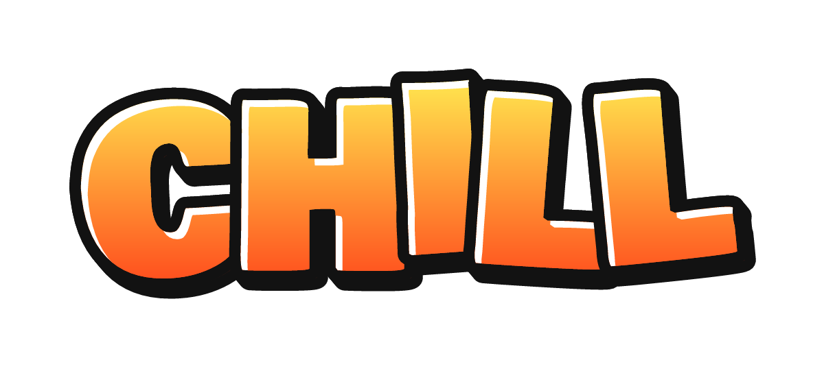 "CHILL" in throw-up graffiti letters, classic colors, transparent PNG