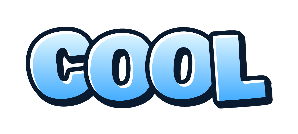 "COOL" in throw-up graffiti letters, ice colors, transparent PNG