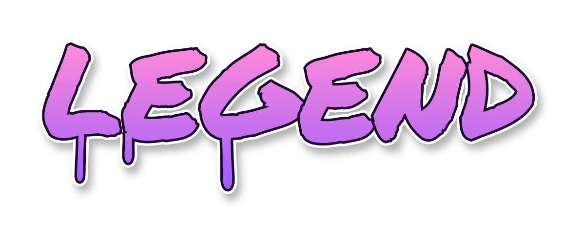 "LEGEND" in handstyle graffiti letters, candy colors, transparent PNG