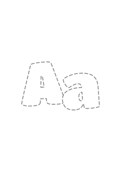 Bubble letters Aa with a dashed outline to trace and color