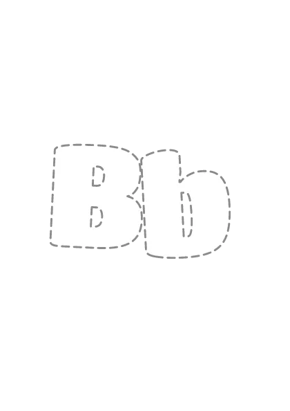 Bubble letters Bb with a dashed outline to trace and color