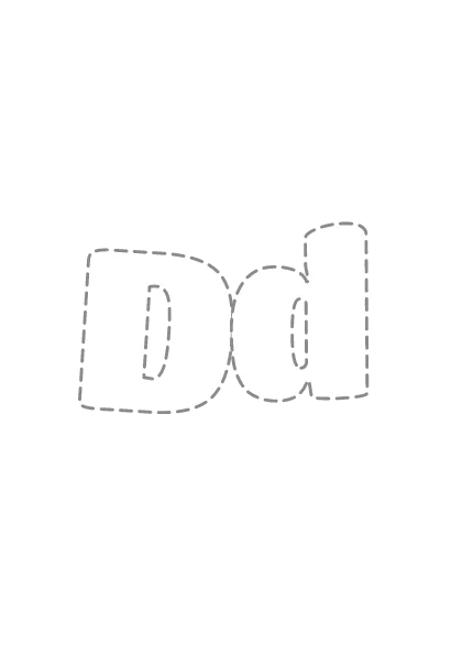 Bubble letters Dd with a dashed outline to trace and color