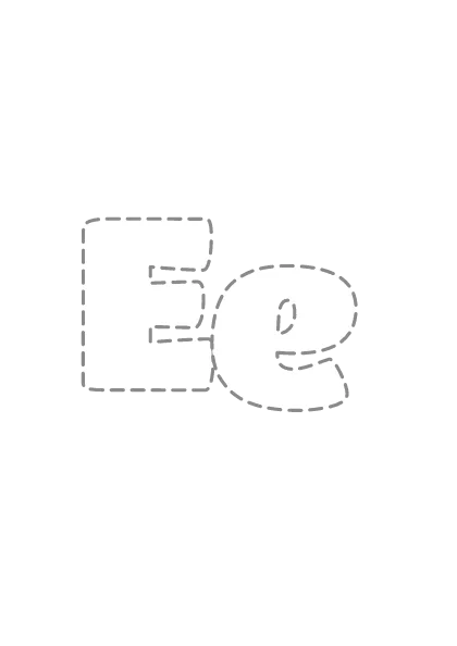Bubble letters Ee with a dashed outline to trace and color