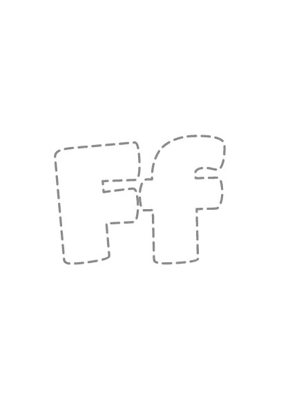 Bubble letters Ff with a dashed outline to trace and color