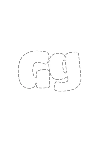 Bubble letters Gg with a dashed outline to trace and color