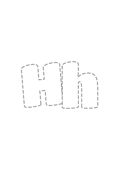 Bubble letters Hh with a dashed outline to trace and color