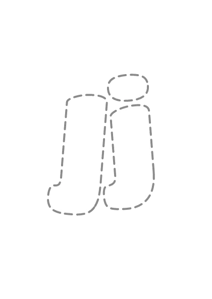 Bubble letters Jj with a dashed outline to trace and color