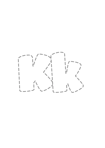 Bubble letters Kk with a dashed outline to trace and color