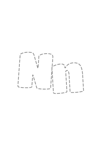 Bubble letters Nn with a dashed outline to trace and color