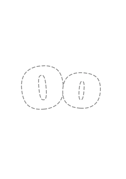 Bubble letters Oo with a dashed outline to trace and color
