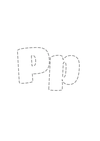 Bubble letters Pp with a dashed outline to trace and color