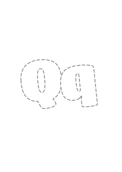 Bubble letters Qq with a dashed outline to trace and color
