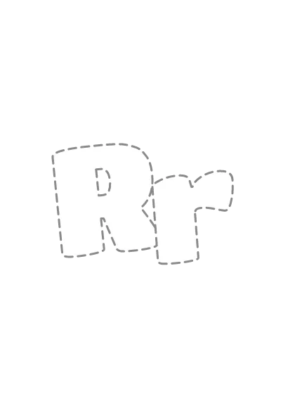 Bubble letters Rr with a dashed outline to trace and color