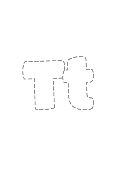 Bubble letters Tt with a dashed outline to trace and color