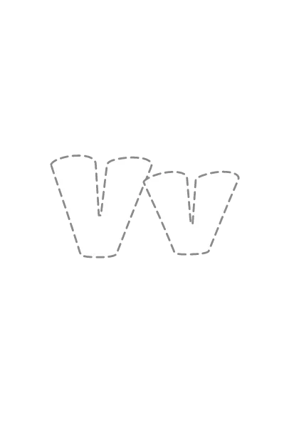 Bubble letters Vv with a dashed outline to trace and color