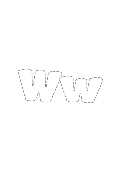 Bubble letters Ww with a dashed outline to trace and color