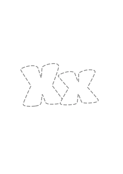 Bubble letters Xx with a dashed outline to trace and color