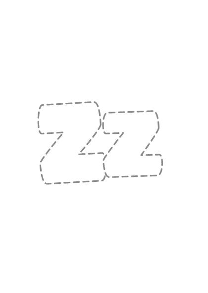 Bubble letters Zz with a dashed outline to trace and color