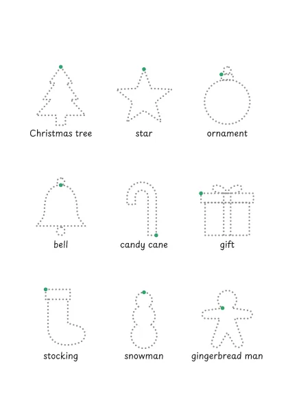 Christmas tracing worksheet example