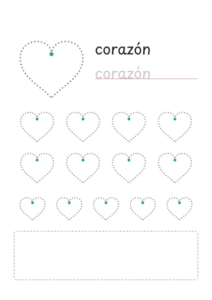 Corazón punteado para trazar y dibujar