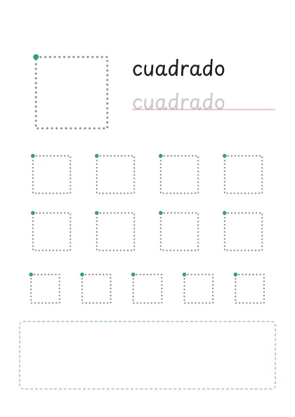 Cuadrado punteado para trazar y dibujar